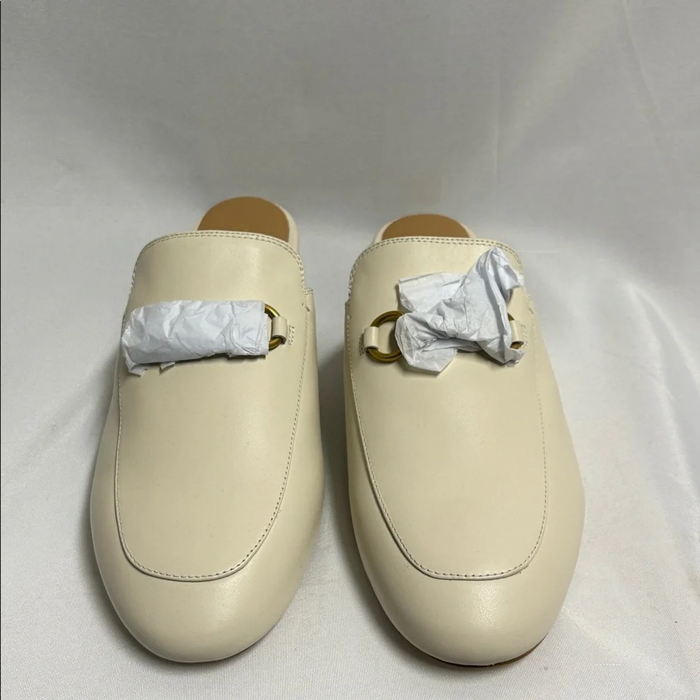 Quince Italian Leather Horsebit Loafer Mule Bone Size 10.5 New - Picture 3 of 5